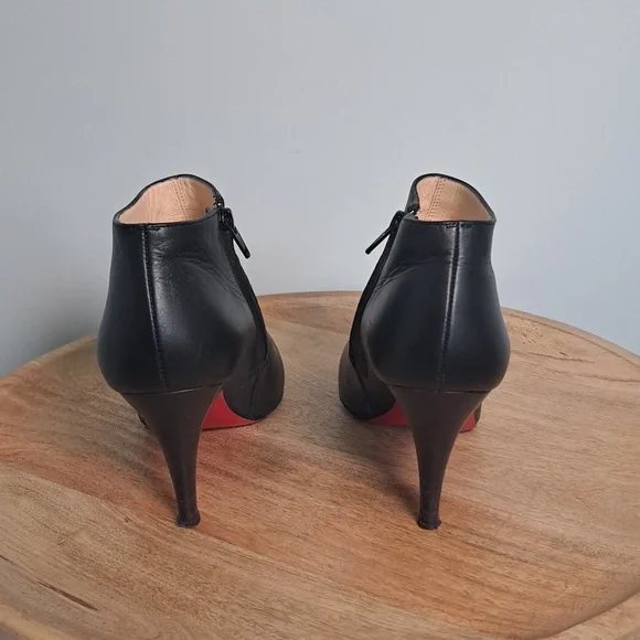 Christian Louboutin Red-Bottomed Leather Belle Ankle Boot Black Booties 38.5 - Picture 8 of 14